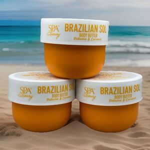 New! Spa Luxury Brazilian Sol Body Butter Pistachio & Caramel 6oz Set Of 3